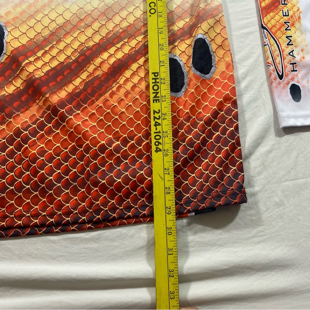 Guy Harvey Fishing Shirt White Orange Hammerhead lightweight breathable - Picture 4 of 6